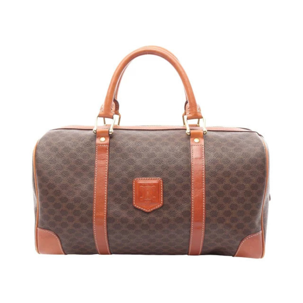 Celine Macadam Tote Bag Canvas Leather Brown